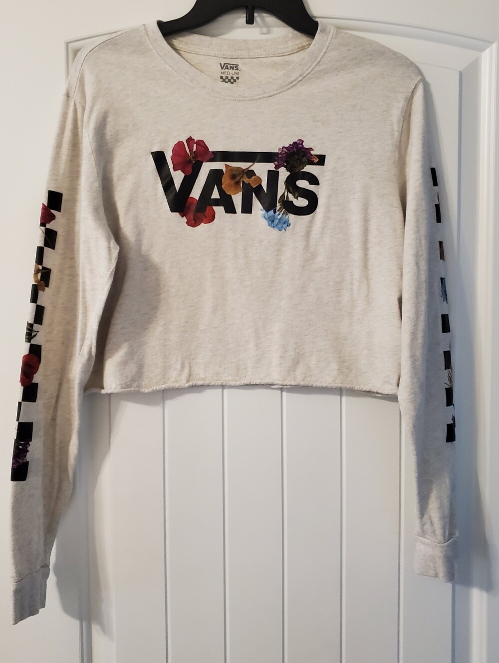Vans Women's Cream Floral Logo Cropped Top